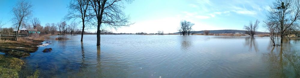 Panoramic view of lake against sky