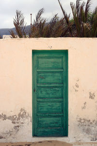 Closed door of house