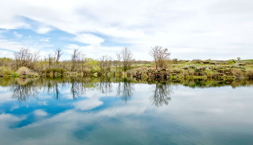 Scenic view of lake against sky
