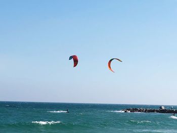 Scenic view of sea against clear sky