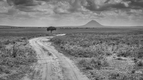 Scenic view of road by landscape against sky