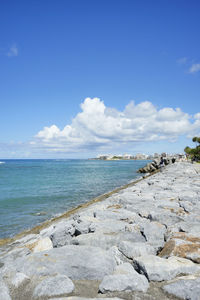 Scenic view of beach against sky