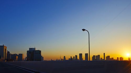 View of cityscape at sunset