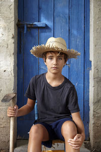 Portrait of a child in the farm. time to keep calm.