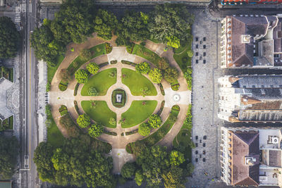 High angle view of buildings in city