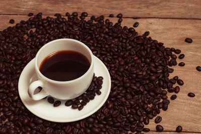 Close-up of coffee cup on table