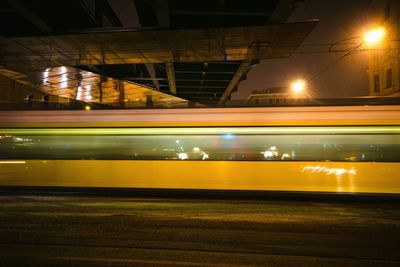 Light trails on road at night