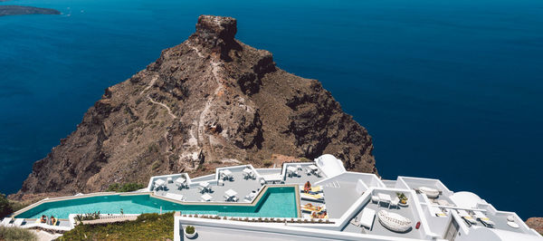 High angle view of sea against sky