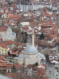 High angle view of buildings in city