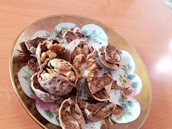 High angle view of food on table