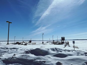 Frozen winter highway in lake simcoe