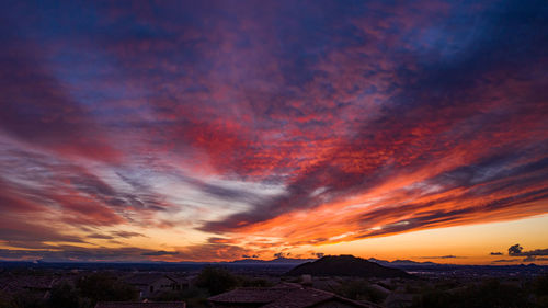 Scenic view of dramatic sky during sunset