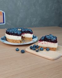 High angle view of dessert on table