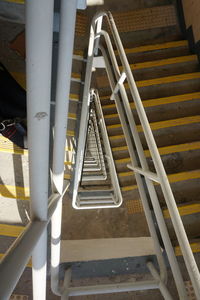 High angle view of spiral staircase in building