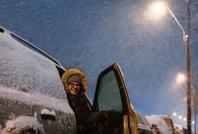 Portrait of man in winter