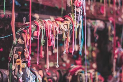 Close-up of clothes for sale at market stall