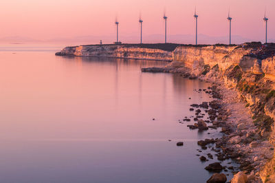 Scenic view of sunset over sea