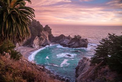 Scenic view of sea against sky during sunset