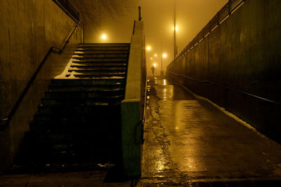 Illuminated street lights at night