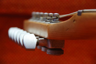 Close-up of vintage telephone on table