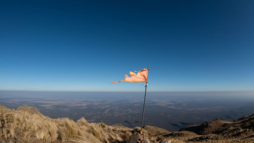 Scenic view of landscape against clear blue sky