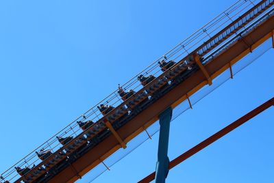 Low angle view of built structure against clear blue sky