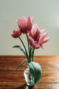 Close-up of flower vase on table