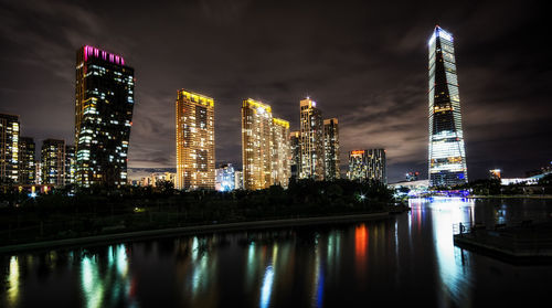 City lit up at night