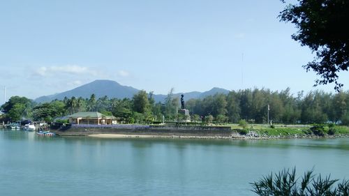 Scenic view of lake against sky