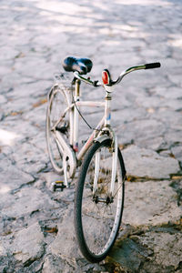 Bicycle parked on street