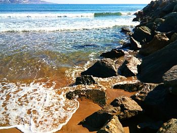 Close-up of surf on beach