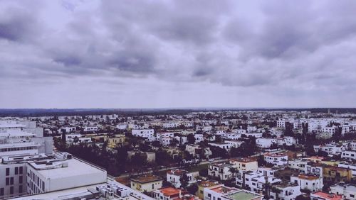 High angle view of townscape against sky