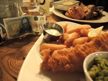 Close-up of served food in plate