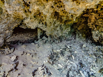 Close-up of rock formation in cave