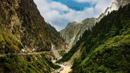 Panoramic view of landscape and mountains against sky