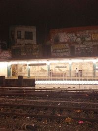 Railroad tracks at night