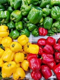 High angle view of vegetables for sale at market stall