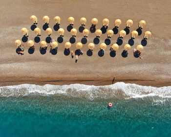 High angle view of rocks on beach