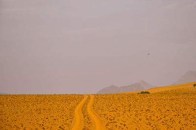 Scenic view of desert against clear sky
