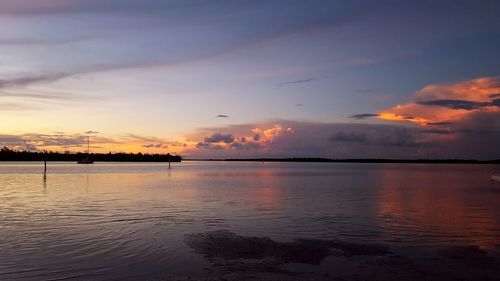 Scenic view of sea against sky at sunset