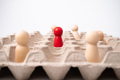 Close-up of toys against white background