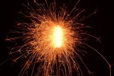 Low angle view of firework display against sky at night