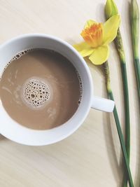 Close-up of tea cup on table