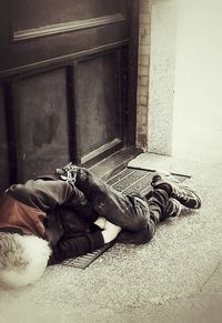 Man sleeping in kitchen