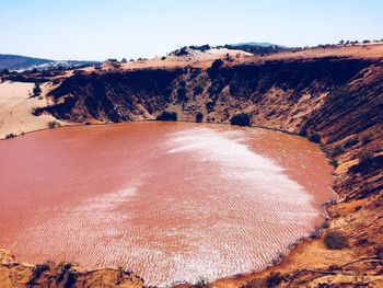 Scenic view of landscape against clear sky