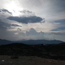 Scenic view of silhouette landscape against sky