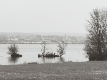 Scenic view of lake against clear sky