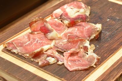 High angle view of food on table