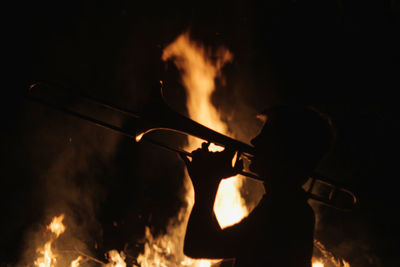 Close-up of fire at night