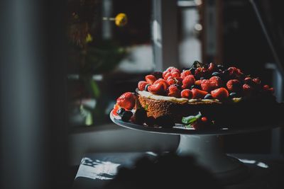 High angle view of cake on table